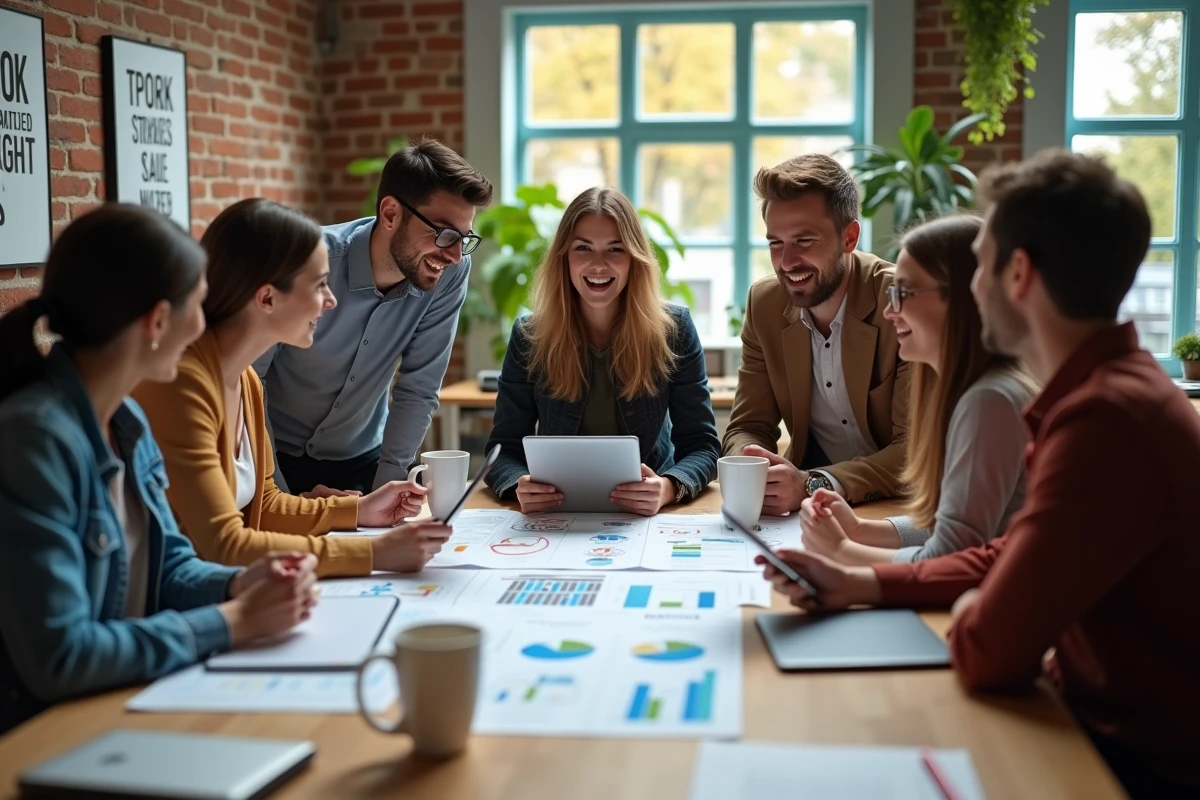 Jeunes professionnels collaborant autour d