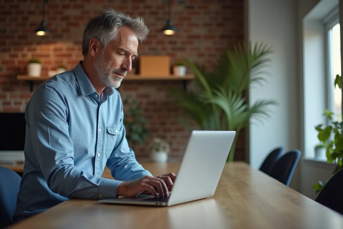 Homme remplissant un formulaire juridique sur un ordinateur
